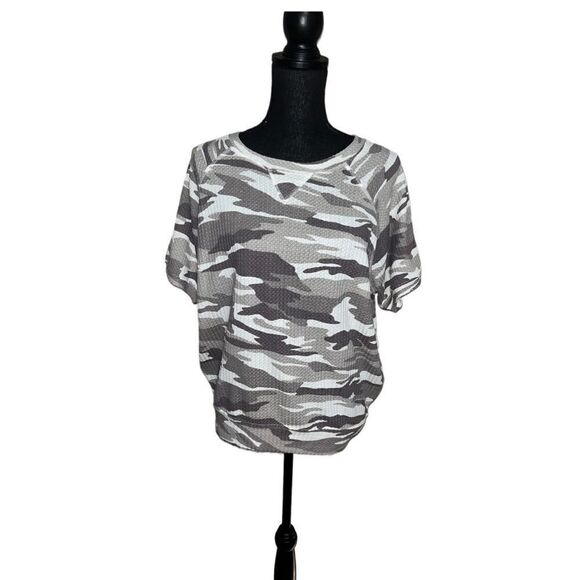 Sweet Romeo Camo Waffle Knit Optic White top - Picture 1 of 5